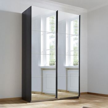 Subito Mirrored Metallic Dark Grey 136cm 2 Door Sliding Wardrobe