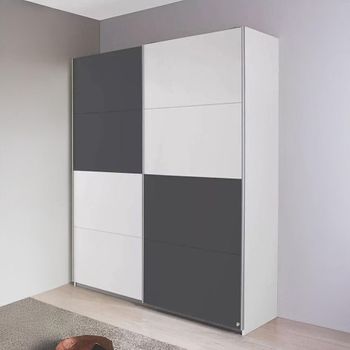 Subito Alpine White and Metallic Dark Grey 136cm 2 Door Sliding Wardrobe
