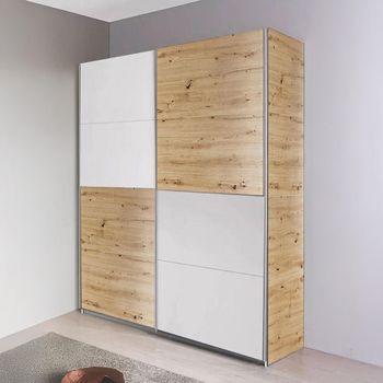Subito Artisan Oak and Alpine White 136cm 2 Door Sliding Wardrobe