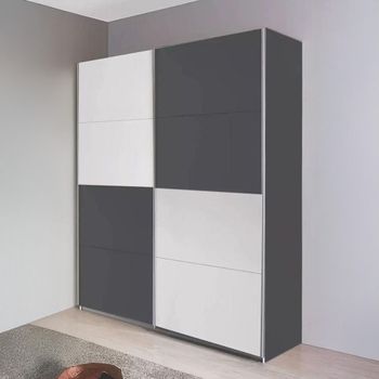 Subito Metallic Dark Grey and Alpine White 136cm 2 Door Sliding Wardrobe