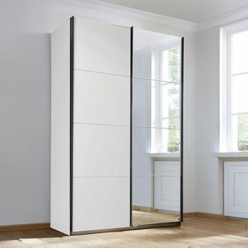Subito Alpine White 136cm 2 Door Mirror Sliding Wardrobe