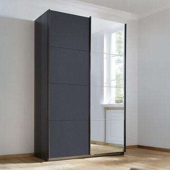 Subito Metallic Dark Grey 136cm 2 Door Mirror Sliding Wardrobe