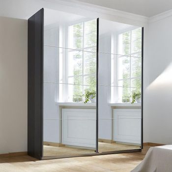 Subito Mirrored Metallic Dark Grey 181cm 2 Door Sliding Wardrobe
