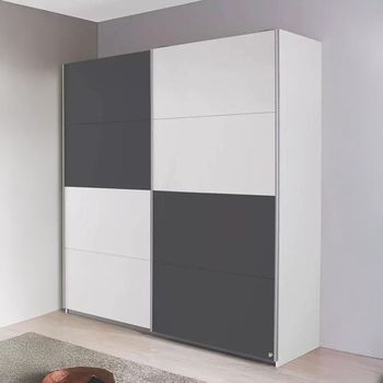 Subito Alpine White and Metallic Dark Grey 181cm 2 Door Sliding Wardrobe