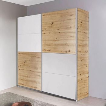 Subito Artisan Oak and Alpine White 181cm 2 Door Sliding Wardrobe