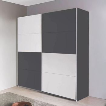 Subito Metallic Dark Grey and Alpine White 181cm 2 Door Sliding Wardrobe
