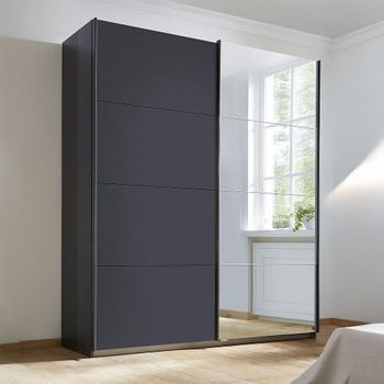 Subito Metallic Dark Grey 181cm 2 Door Mirror Sliding Wardrobe