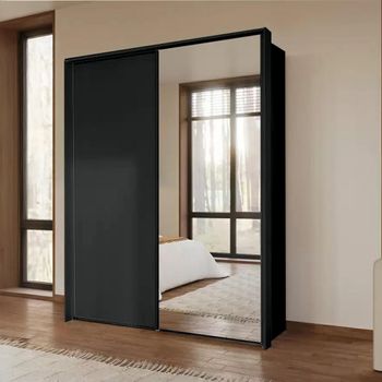 Taro Graphite 162cm 2 Door Mirror Sliding Wardrobe