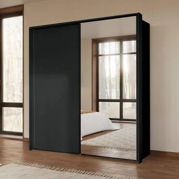 Taro Graphite 201cm 2 Door Mirror Sliding Wardrobe