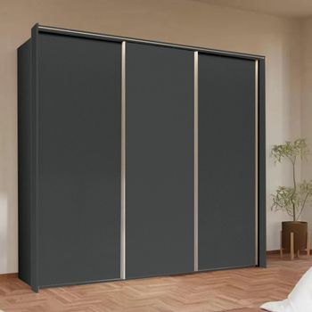 Taro Graphite 242cm 3 Door Sliding Wardrobe