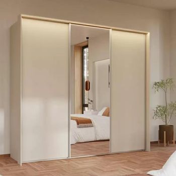 Taro Champagne 242cm 3 Door Mirror Sliding Wardrobe