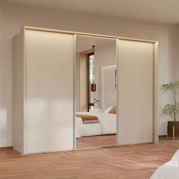 Taro Champagne 301cm 3 Door Mirror Sliding Wardrobe