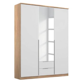 Texas Sonoma Oak and Alpine White 136cm 3 Door Combi Wardrobe