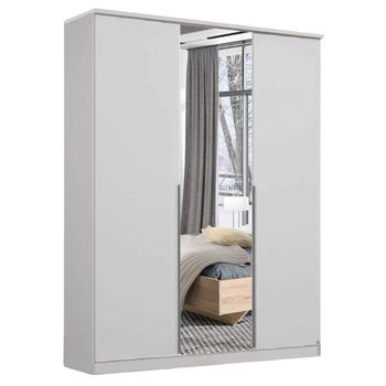 Texas Alpine White 136cm 3 Door Mirror Wardrobe