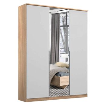 Texas Sonoma Oak and Alpine White 136cm 3 Door Mirror Wardrobe