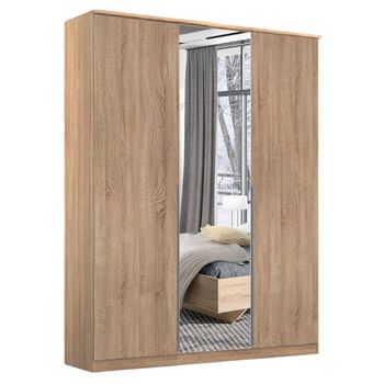 Texas Sonoma Oak 136cm 3 Door Mirror Wardrobe