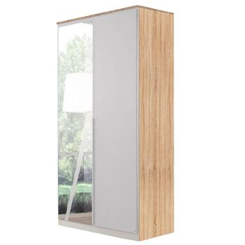 Texas Sonoma Oak and Alpine White 91cm 2 Door Mirror Wardrobe
