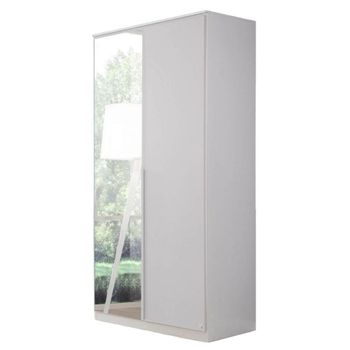 Texas Alpine White 91cm 2 Door Mirror Wardrobe with Extras