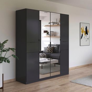 Ticao Metallic Dark Grey 181cm 6 Door Combi Wardrobe
