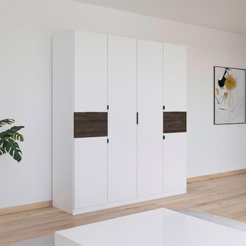 Ticao Alpine White and Atlantic Dark Oak 181cm 6 Door Wardrobe
