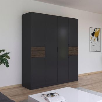 Ticao Metallic Dark Grey and Atlantic Dark Oak 181cm 6 Door Wardrobe