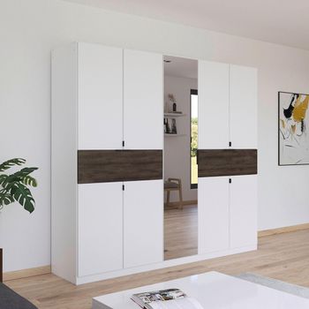 Ticao Alpine White and Atlantic Dark Oak 226cm 9 Door Combi Wardrobe