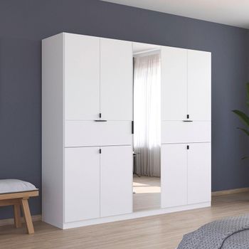 Ticao Alpine White 226cm 9 Door Combi Wardrobe