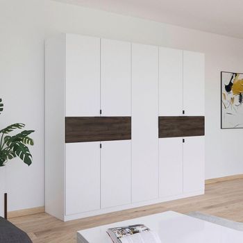 Ticao Alpine White and Atlantic Dark Oak 226cm 9 Door Wardrobe