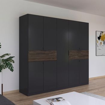 Ticao Metallic Dark Grey and Atlantic Dark Oak 226cm 9 Door Wardrobe