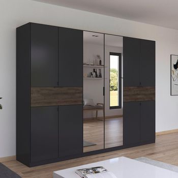 Ticao Metallic Dark Grey and Atlantic Dark Oak 271cm 10 Door Combi Wardrobe