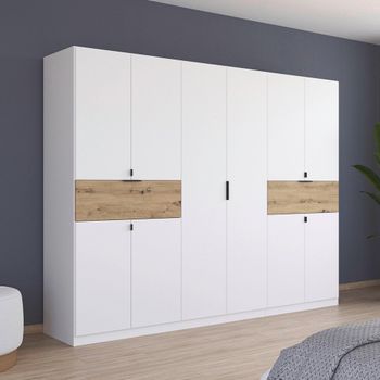 Ticao Alpine White and Artisan Oak 271cm 10 Door Wardrobe
