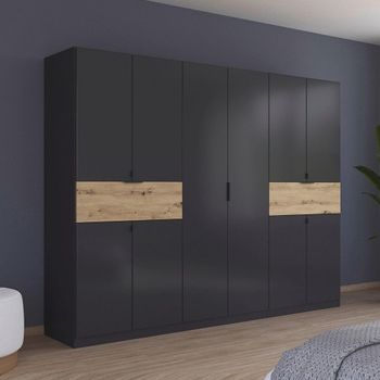 Ticao Metallic Dark Grey and Artisan Oak 271cm 10 Door Wardrobe