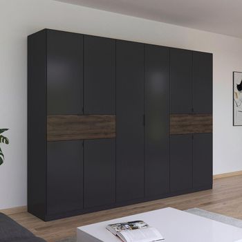 Ticao Metallic Dark Grey and Atlantic Dark Oak 271cm 10 Door Wardrobe
