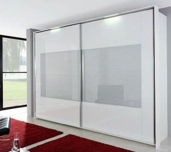 Xtend White and Silk Grey Glass 316cm 2 Door Sliding Wardrobe
