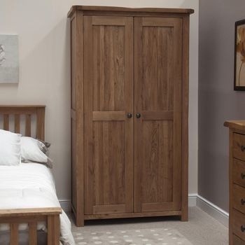 Rustic Oak 2 Door Wardrobe