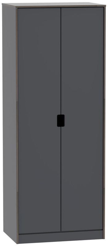 Shanghai Graphite 2 Door Tall Plain Wardrobe