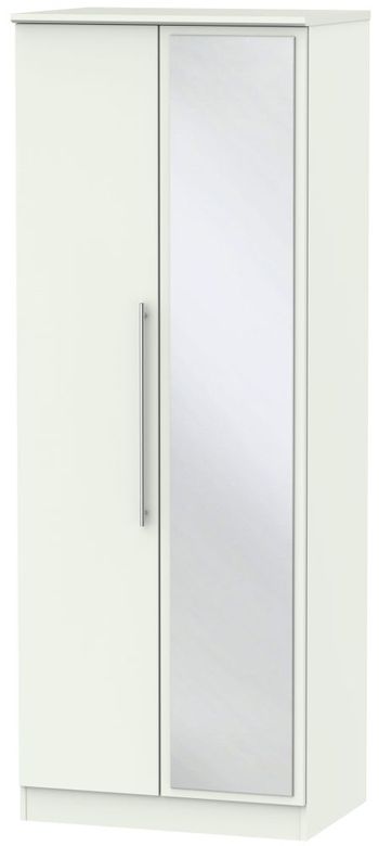 Sherwood Porcelain 2 Door 1 Mirror Tall Wardrobe