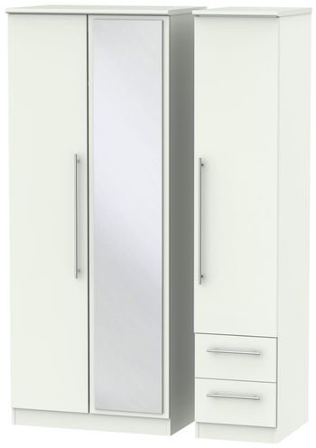 Sherwood Porcelain 3 Door 1 Mirror RHF 2 Drawer Combi Wardrobe