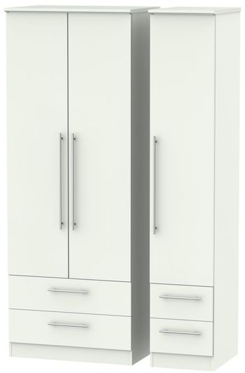 Sherwood Porcelain 3 Door 4 Drawer Tall Triple Wardrobe