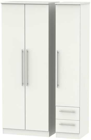 Sherwood Porcelain 3 Door RHF 2 Drawer Tall Triple Wardrobe