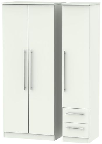 Sherwood Porcelain 3 Door RHF 2 Drawer Triple Wardrobe
