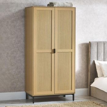 Sia Oak 2 Door Ribbed Wardrobe