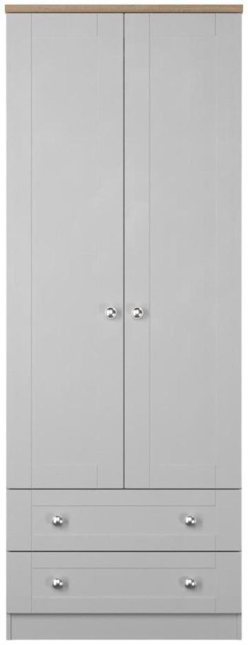 Sussex Grey and Oak 2 Door 2 Drawer Double Wardrobe