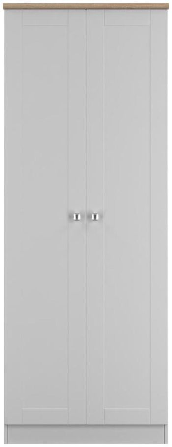Sussex Grey and Oak 2 Door Tall Plain Wardrobe