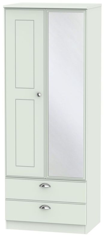 Victoria Grey 2 Door 1 Mirror Combi Tall Wardrobe