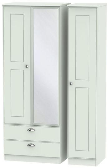 Victoria Grey 3 Door 1 Mirror LHF 2 Drawer Combi Tall Wardrobe