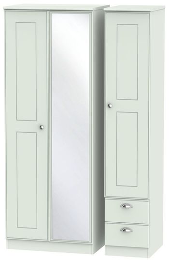 Victoria Grey 3 Door 1 Mirror RHF 2 Drawer Combi Tall Wardrobe