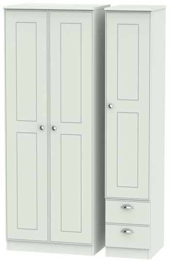 Victoria Grey 3 Door RHF 2 Drawer Tall Triple Wardrobe