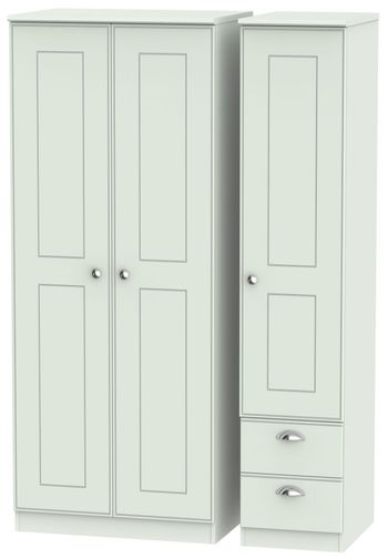 Victoria Grey 3 Door RHF 2 Drawer Triple Wardrobe