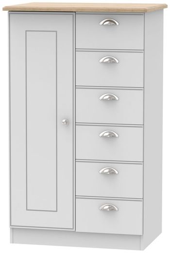 Victoria Children Grey and Riviera Oak 1 Door Wardrobe